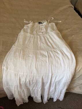Jessica Simpson White Tiered Sun Dress with Tie Straps